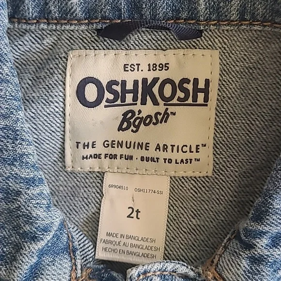 OshKosh Bgodh Denim Jacket and Jeans  for Kids Lot Of Two Size 2t, 18 M - Picture 3 of 9